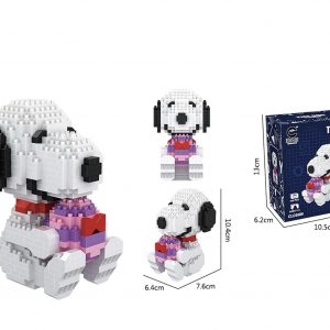 Snoopy Disney Cartoon Mini Block Toy Model, Gift Box, Eros Cupid Miniature Particle Collecting Toy, Micro Brick Brain Game, Christmas Gifts, Pink